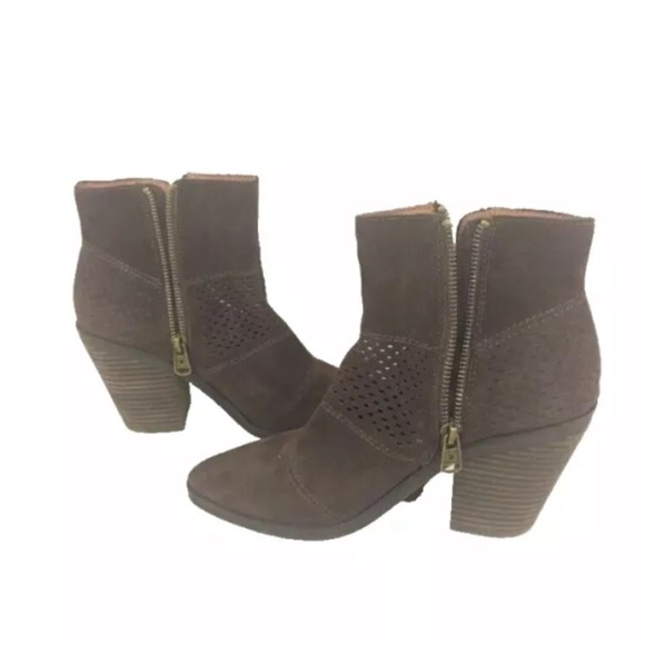 Lucky Brand Womens Western Boots Size 7.5 Leather Suede Brown Ankle Boots - Picture 6 of 6